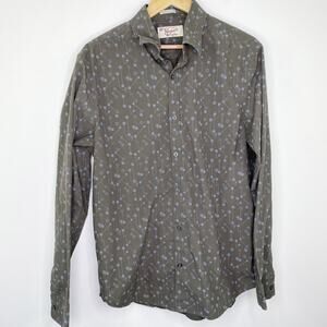 Penguin Munsingwear Brown Blue Printed Button Up Shirt Men's Size Large L